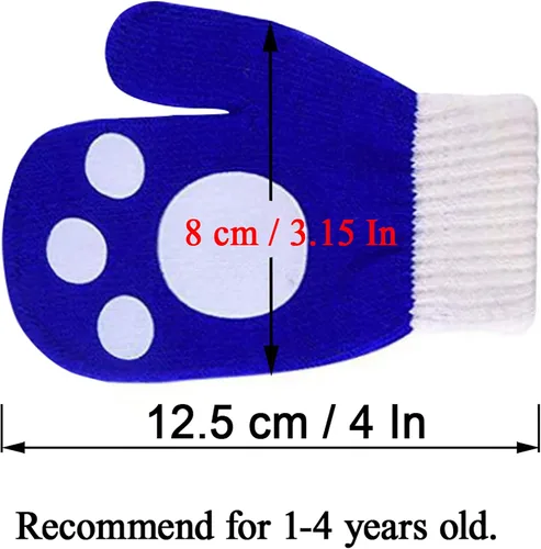 Miniatura 5 de Guantes para niños, guantes elásticos mágicos, 8 pares, antideslizantes para niños, guantes de invierno de punto para niños y niñas