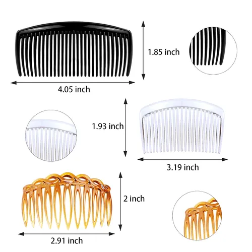 Miniatura 2 de Juego de 9 peines laterales de plástico para el cabello con 11/23/29 dientes, peine giratorio francés, accesorios para el cabello de estilo simple