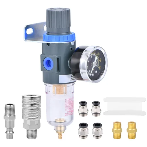 Miniatura 8 de Regulador de presión del filtro de aire NPT de 1/4", filtro compresor de herramienta de aire trampa de agua con medidor por ZHONG AN