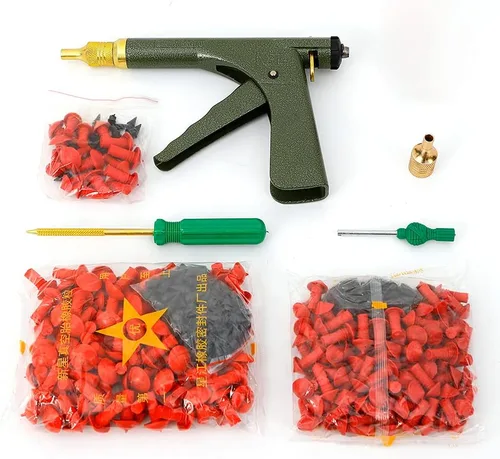 Pistola de tapón de neumáticos de alta resistencia, kit de reparación de neumáticos de hongos, herramienta universal de reparación de pinchazos sin