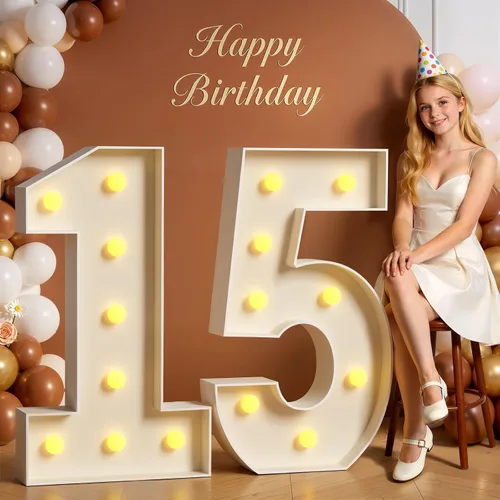 Miniatura 75 de Números de marquesina de 4 pies de alto, 4 pies de alto, números grandes iluminados 0 para 30, 40, 50, 60, decoración de fiesta de cumpleaños