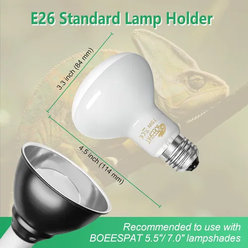 Miniatura 5 de Paquete de 2 bombillas incandescentes de luz solar simulada de 75 W para dragones barbudos, geckos, iguanas, lagartos, anfibios y mascotas pequeñas