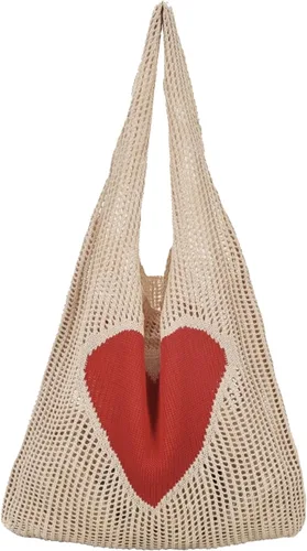 Miniatura 12 de ENBEI Bolsas bohemias, bolsa de punto de hombro, bolsa de mano Y2K estética, bolso de ganchillo lindo para mujeres, regalos hippie Rosa con seis