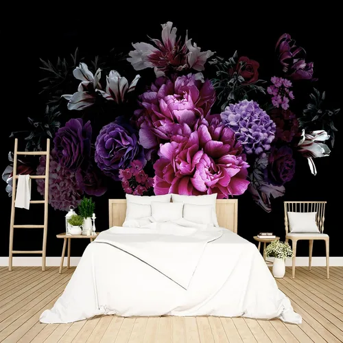 Miniatura 23 de Papel tapiz floral de peonía gris para despegar y pegar para dormitorio, sala de estar, 58 x 86 pulgadas