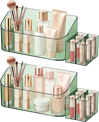 Miniatura 13 de SUNFICON Bandeja Soporte Organizador de Maquillaje Estuche Expositor de Cosméticos de Mesa Escritorio Tocador Encimera Baño Pared Gabinete Caja