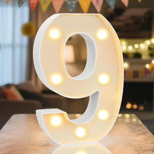 Miniatura 67 de Letrero de números con luz LED de marquesina, letrero de números de cumpleaños iluminado para decoración de fiesta de cumpleaños, pared de bar