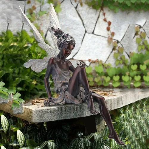 Miniatura 4 de Figura de ángel para jardín al aire libre, estatua de hada de jardín de 9 pulgadas, escultura de resina, adornos de mesa para el hogar, césped