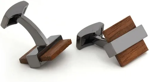 Miniatura 6 de Mr.Van Gemelos de madera natural para hombre, hechos a mano, cuadrados, de madera, juego de gemelos clásicos, regalo de negocios de boda para hombres