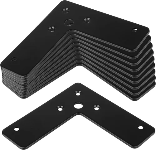 GBGS 10 soportes de esquina plana de 4 x 4 pulgadas, placa de reparación en forma de L, color negro | Correas en L para madera
