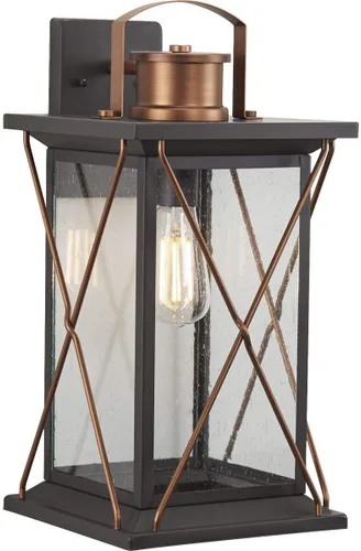 Miniatura 18 de Progress Lighting Barlowe Collection - Farol de pared pequeña de cristal transparente con semillas para exteriores, 13 x 6.5 x 6.5 pulgadas, bronce