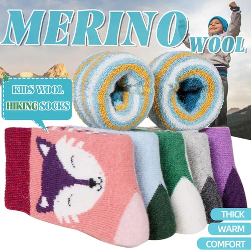 Miniatura 69 de Eocom 6 pares de calcetines de invierno cálidos de lana para niños y niñas