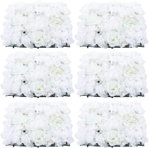 Miniatura 14 de Paquete de 12 paneles de pared de flores artificiales de 24 x 16 pulgadas, paneles de fondo de flores artificiales de hortensias y rosas