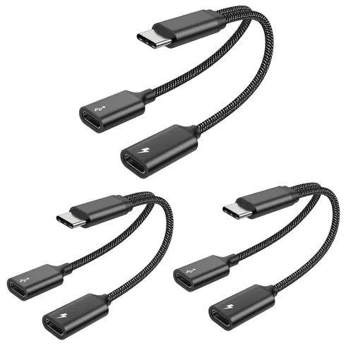 Miniatura 7 de MOGOOD Cable divisor USB C de 60 W, 2 en 1 USB-C macho a doble USB-C hembra, carga mientras usas auriculares, SSD, DAC o controlador, para Steam