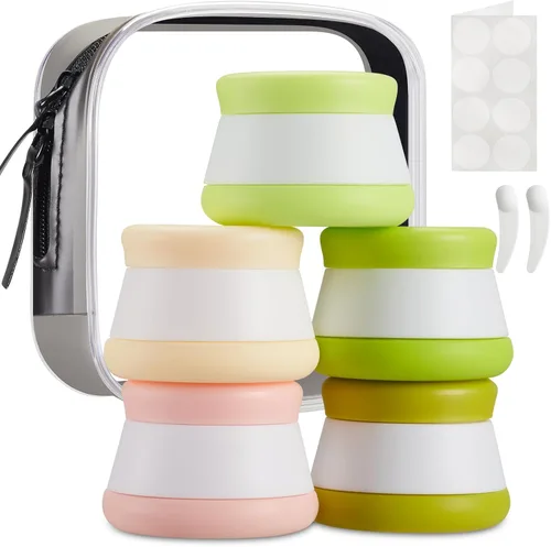 Miniatura 8 de INSFIT Recipientes de viaje para artículos de tocador, tarros de crema de silicona aprobados por la TSA con tapas, artículos de tocador