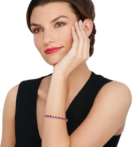 Miniatura 2 de Ross-Simons 7.00 ct. t.w. Ruby and .20 ct. t.w. White Topaz Tennis Bracelet in Sterling Silver With Magnetic Clasp