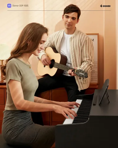 Miniatura 5 de Donner DDP-100S - Piano digital de 88 teclas, teclado de piano de acción de martillo graduado con MIDI IN/OUT, 200 sonidos, 200 ritmos, 100