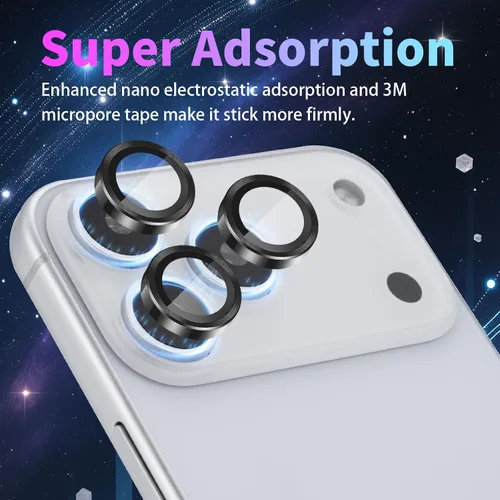Miniatura 4 de Protector de Lente de Cámara para iPhone 17 Pro/17 Pro Max, Protector de Cámara de Vidrio Templado Individual con Bandeja de Instalación Compatible