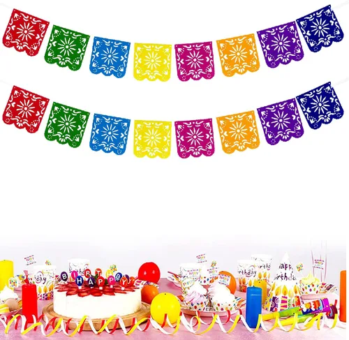 Miniatura 8 de Cartel de Picado de fieltro de cabello mexicano,Fiesta mexicana Fiesta Fieltro Banners,Decoración Día De Los Muertos Suministros para Fiesta Bandera