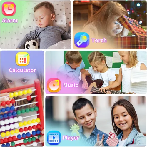 Miniatura 6 de Phyulls Reloj inteligente para niños, reloj inteligente con 39 juegos, cámara, grabadora de video, calculadora de alarma musical, calendario, Negro