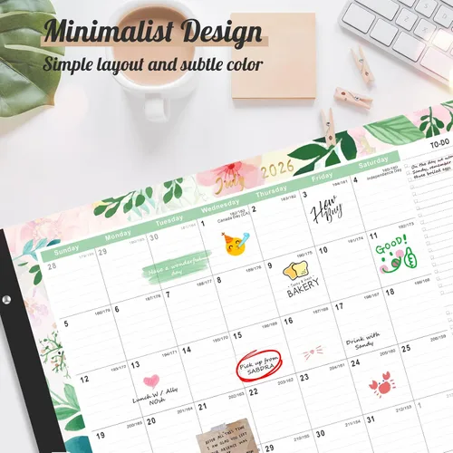 Miniatura 2 de Gannyfer Calendario de escritorio 2026-2027 – Calendario de escritorio grande de 18 meses 2026, úsalo ahora hasta junio de 2027, calendario de Rosa