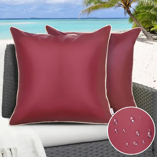 Miniatura 16 de Paquete de 2 fundas de almohada para exteriores de 12 x 20 pulgadas, resistente al agua, de piel de silicona, resistente a los rayos UV, resistente