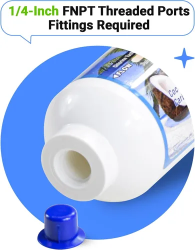 Miniatura 2 de PureT Filtro compacto poscarbono en línea de 2 x 6 pulgadas con conexión roscada NPT de 1/4 pulgadas - Filtro de pulido GAC para sistemas de ósmosis