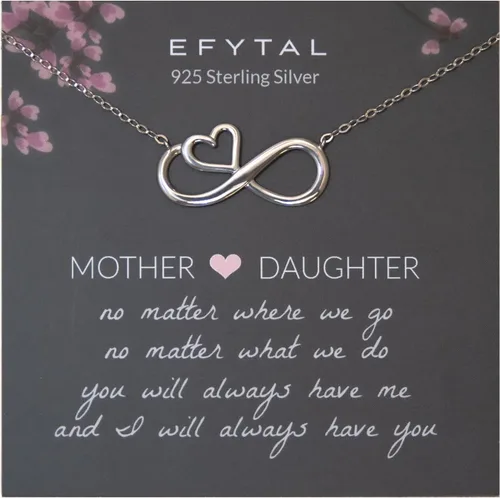 EFYTAL Collar infinito de oro o plata, regalo de madre e hija, regalos de cumpleaños para hija, collares de mamá, regalos de graduación para hijas,