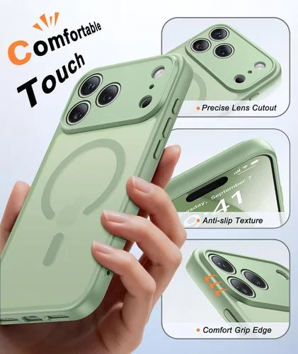 Miniatura 1031 de FNTCASE Funda para iPhone 17 Pro: Fundas delgadas translúcidas de color azul claro compatibles con MagSafe, protección completa de la cámara