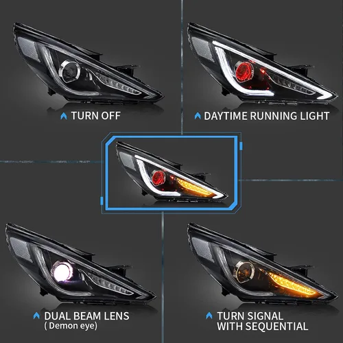 Miniatura 3 de VLAND Faros delanteros LED de proyector compatibles con Hyundai Sonata 2011-2014 (no compatible con híbridos y modelos sin nivelación automática)
