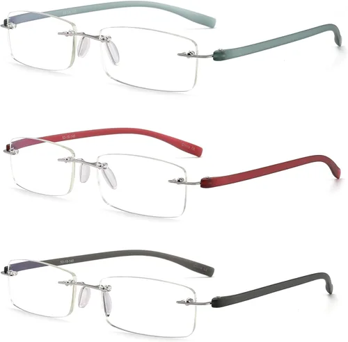 Miniatura 3 de HIYANJN Lentes de lectura sin montura para mujer, Tr90, con bloqueo de luz azul, ligeros, sin marco (paquete de 3, 1.0)