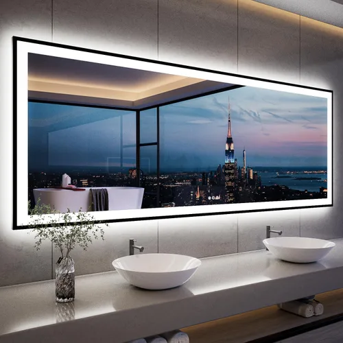 Miniatura 29 de ISKM Espejo LED con marco para baño de 40"x30", espejo de baño LED regulable con luces, antivaho, espejo iluminado frontal y retroiluminado de 3