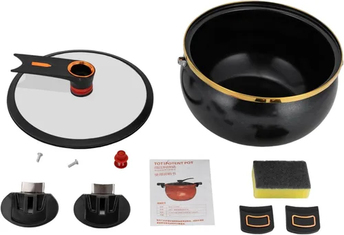 Miniatura 7 de Olla a presión micro de 8 litros con tapa de vidrio visual y 2 asas, olla de cocción de micro presión multifunción antiadherente para estufa de gas
