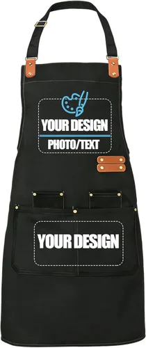 Miniatura 10 de BeautyWill Delantal personalizado personalizado para hombres y mujeres, delantales de cocina personalizados con bolsillos, nombre, texto, logotipo