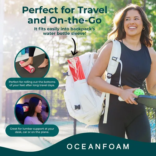 Miniatura 5 de Oceanfoam Ripple - Rodillo de espuma de viaje (11 x 3.35 pulgadas), mini rodillo de espuma firme para terapia física, masaje de tejido profundo