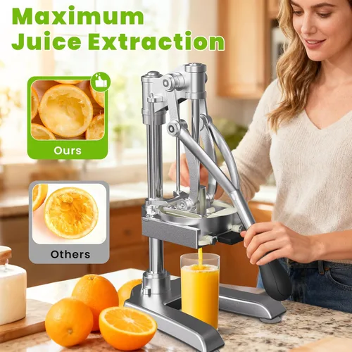 Miniatura 3 de Exprimidor comercial 2 en 1 y picadora - Prensa manual de exprimidor resistente de hierro fundido para exprimir limón, cítricos, naranja, cortador