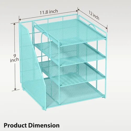 Miniatura 6 de Organizador de archivos de escritorio azul y accesorios, organizador de papel de 4 niveles con soporte para archivos vertical, accesorios de Azul