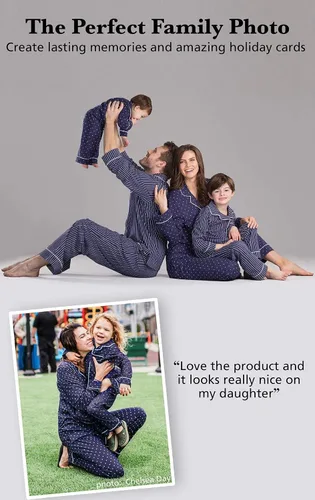 Miniatura 3 de PajamaGram Pijama familiar de algodón suave pijamas a juego patrones burdeos y azul marino
