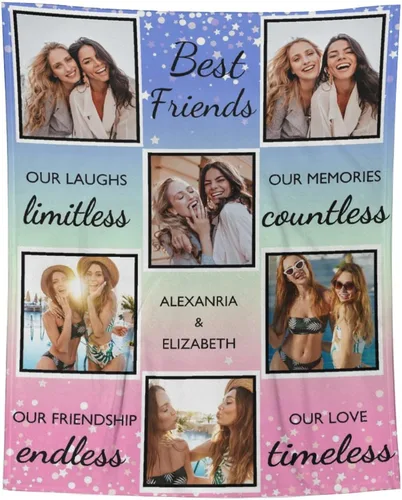 Miniatura 31 de D-Story Manta personalizada con fotos, manta de fotos personalizada con cualquier texto, manta de forro polar personalizada para cama, sofá
