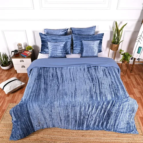 Miniatura 13 de Funda de edredón de terciopelo sólido ultra-luxe, ropa de cama boho UO, funda de colcha Donna, juego de edredón de 3 piezas, juego de cama de Azul