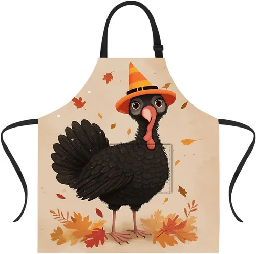 Miniatura 12 de ANNA QUEEN Delantal de Feliz Navidad para mujeres y hombres con bolsillos, delantal de muñeco de nieve, delantal de cocina ajustable para cocinero