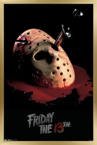 Miniatura 14 de Trends International Friday The 13th - Póster de pared de máscara sangrante, 14.725 x 22.375 pulgadas, versión enmarcada de madera de granero