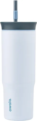 Miniatura 11 de Owala Vaso de viaje aislado de acero inoxidable de triple capa con tapa resistente a derrames, popote y asa de transporte, sin BPA, 40 onzas