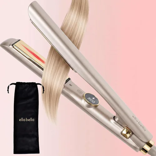 Miniatura 7 de ELLA BELLA® Alisador de cabello delgado con tecnología infrarroja Alisado y rizado 2 en 1 10 ajustes de temperatura Diseño portátil