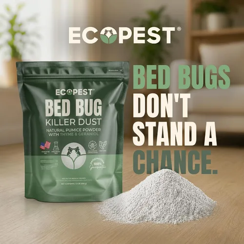 Miniatura 2 de Polvo matador de chinches, 1 libra Polvo pómez natural con potentes aceites esenciales para el tratamiento de insectos de cama en interiores