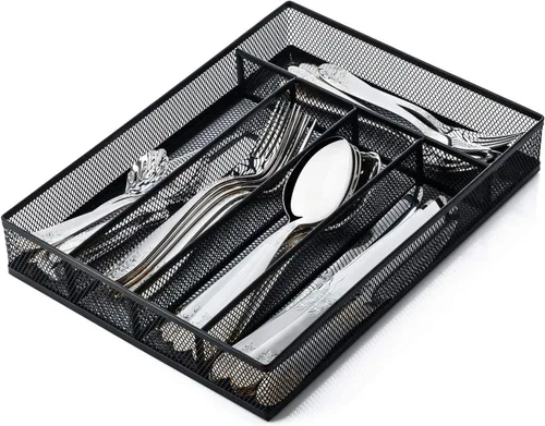 Miniatura 9 de Sedegn Organizador de utensilios de cocina expandible – Bandeja de cubiertos ajustable de 9.6 a 16.1 pulgadas con 5 – 7 compartimentos – Se adapta a