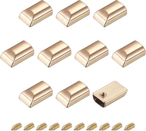 Miniatura 8 de uxcell 30 tapones de metal con cremallera, extremos rectangulares de repuesto con tornillo para manualidades, bolsa, equipaje, bronce oscuro
