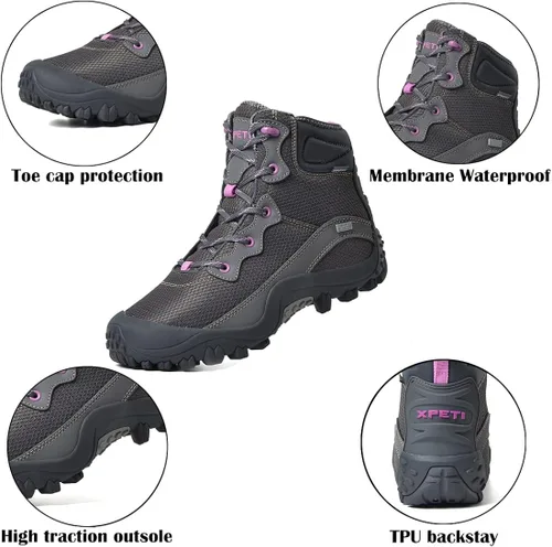 Miniatura 2 de Skenary Dimo Botas de senderismo para mujer, zapatos de caminar impermeables mediados