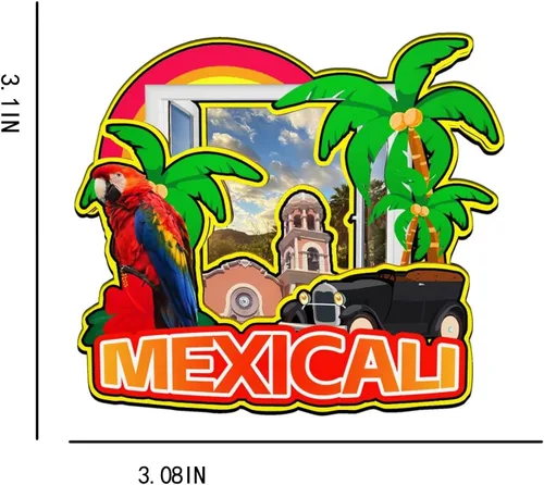 Miniatura 3 de Mexicali - Imán de México para nevera, monumentos de madera en 3D, recuerdos coleccionables de viaje, decoración hecha a mano, 2020