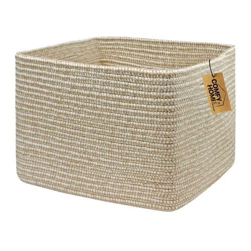 Miniatura 43 de COMFY-HOMI Cesta tejida de cuerda de algodón con asas para estantes, juguetes, libros, cestas de almacenamiento de tela para organizar, organizador