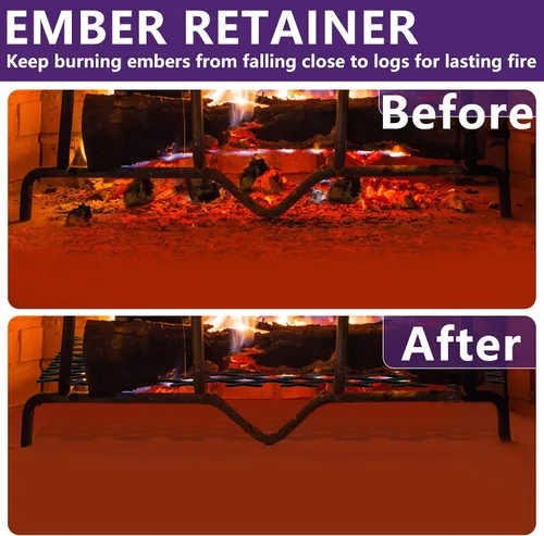 Miniatura 4 de Mxclimate Retenedor de brasas para rejilla de chimenea, evita que las brasas quemadas se caigan, accesorios de lugar de fuego para interiores